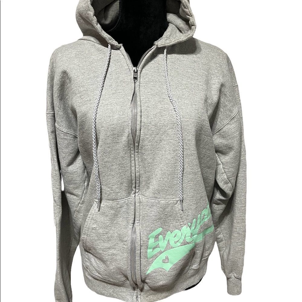 Grey Hoodie With Aqua EveryDay Graphic on Pocket Medium